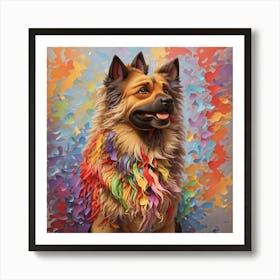 Rainbowthemed Oil Painting Of A Belgian Tervu Art Print