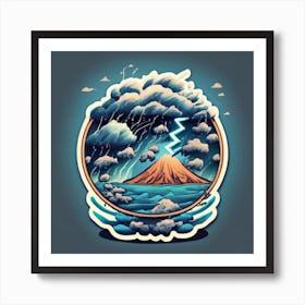 Ocean Storm With Large Clouds And Lightning 6 Art Print