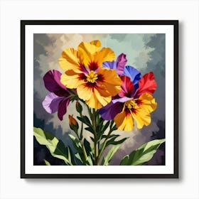 Wallflower Floral Botanical Vintage Poster Flower Art Print Art Print