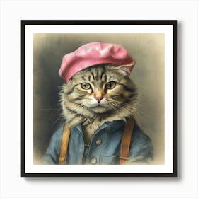 Cat In A Pink Hat Art Print