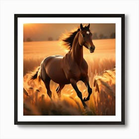 Horse Running In A Field 1 Art Print