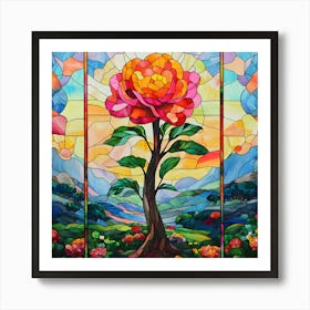 Flowers Stained Glass Sublimation 8 Art Print