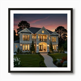 Luxury Home At Dusk Art Print