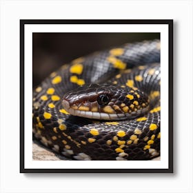 King Snake Black Art Print