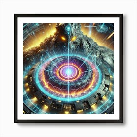 A Futuristic Sci Fi Depiction Of A Kaiju S Core Technology Art Print