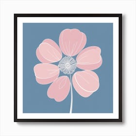 A White And Pink Flower In Minimalist Style Square Composition 419 Art Print