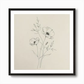 Line Drawing Of Flowers 7 Art Print