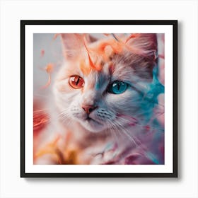 Cat With Colorful Eyes Art Print