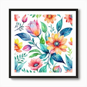 Watercolor Flower Design Art Print