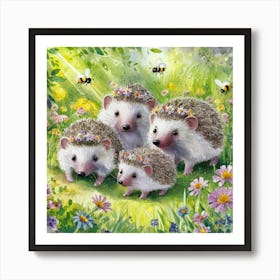 Hedgehogs Family Art Print