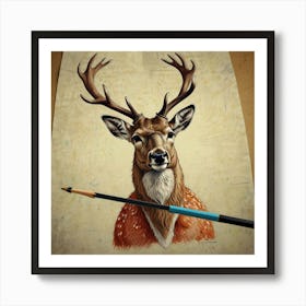 Deer Drawing 3 Art Print