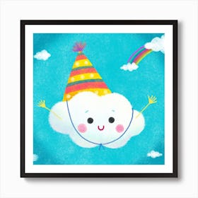 Happy Birthday Cloud Square Art Print