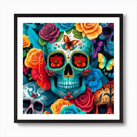 Day Of The Dead Skulls 4 Art Print