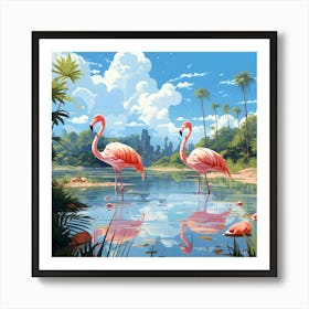 Flamingo Fun 10 Art Print