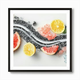 Top View Of Goji Berries And Grapefruits Art Print