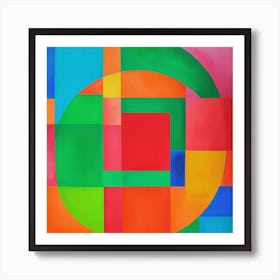 Watercolor Mid century Modern Painting, Retro Twist, Color Vive, Positive Vibration Art Print