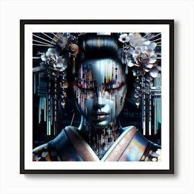 Japan Traditional Geisha Illustration By Ad 22 Art Print