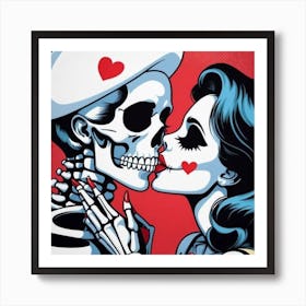 Day Of The Dead Kiss Art Print