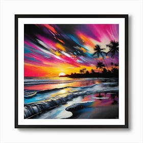 Sunset At The Beach 27 Art Print