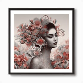 Woman With Flowers Poster