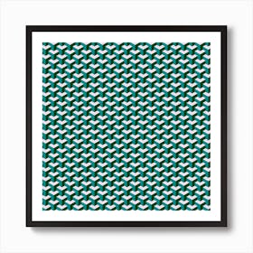 Woven Pattern Pattern Green Blue Grey Hues Art Print