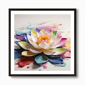 Lotus Flower Wet Paint Art Print