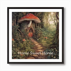 Magical Mushroom House in the Fairy Realm Art Print. Art Print