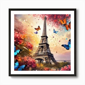 Paris With Butterflies 169 Art Print