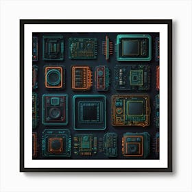 Electronic Circuits Seamless Pattern Art Print
