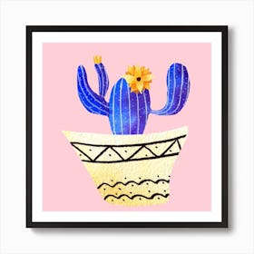 Golden Pots And Galactic Cacti Square Art Print
