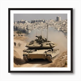 Israeli Tank On The Road Art Print