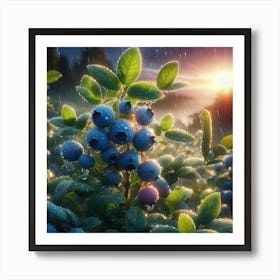 Blueberries In The Rain Art Print