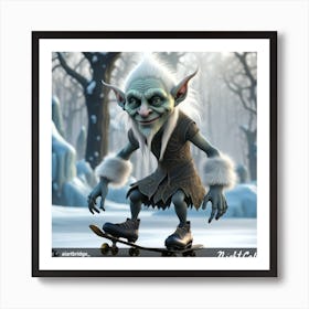 Elf On A Skateboard Art Print