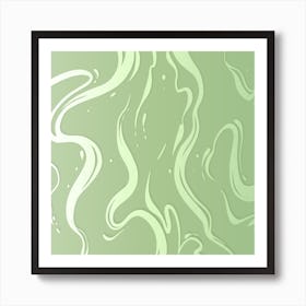 Yellow Green Liquid Marble Art Print