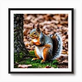 Squirrel In The Forest 18 Art Print