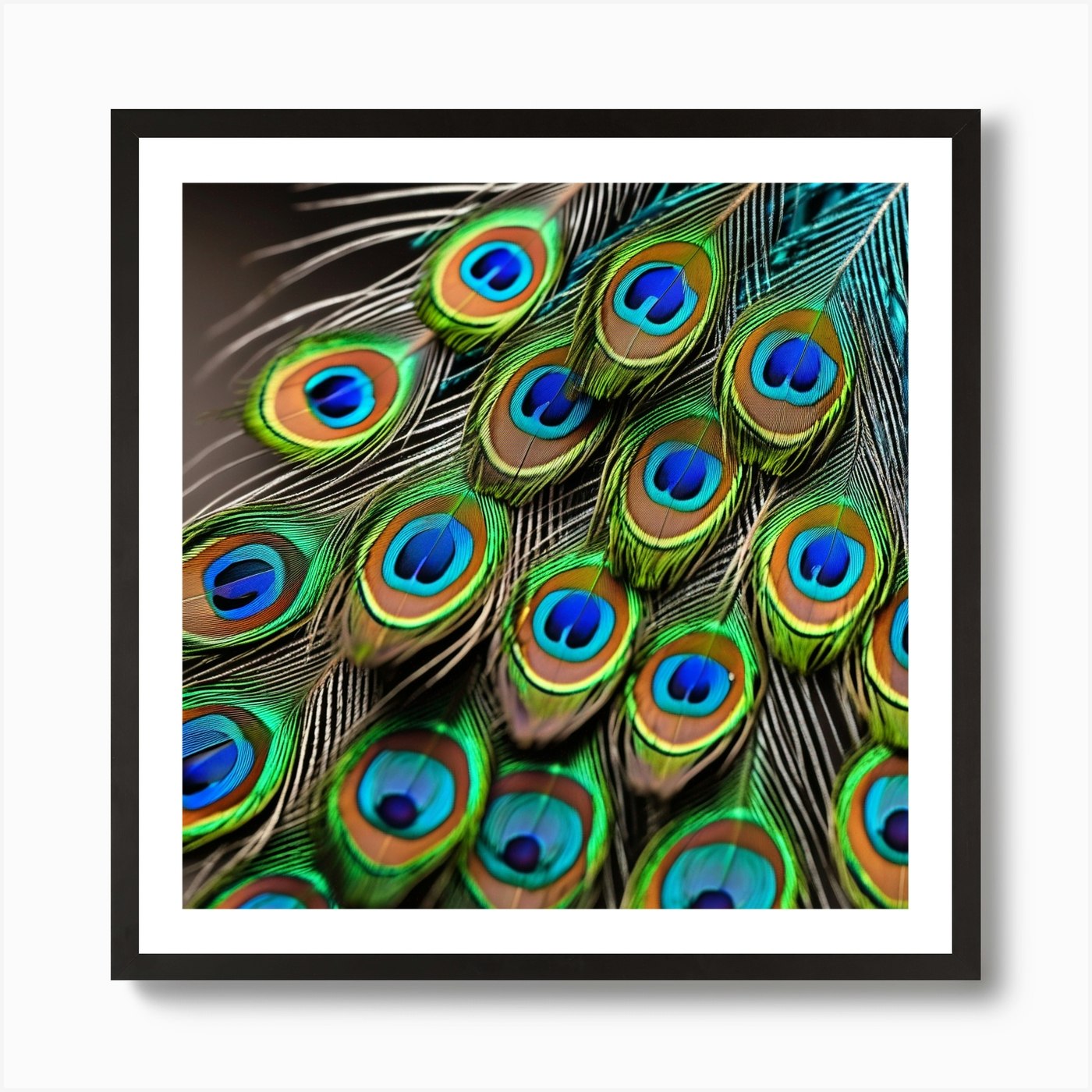 Circle with Green Peacock Feathers Art Print for Sale by