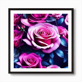 Pink Roses Wallpaper 2 Art Print