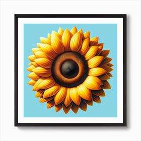 "Vibrant Solar Flare"  Bask in the radiance of this hyperrealistic sunflower, its petals a vibrant celebration of solar energy. The meticulous detail captures the essence of summer's favorite bloom, each petal a burst of life against the crisp blue sky.  Embrace the warmth and vitality that this sunflower exudes, perfect for bringing a touch of everlasting summer to your space. A symbol of joy and optimism, this art piece is a daily reminder to turn your face to the sun. Art Print