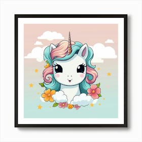 Unicorn In The Clouds 6 Art Print