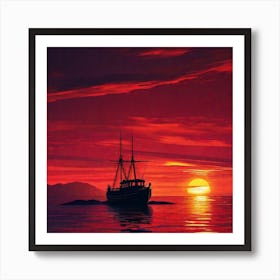 Sunset Sailboat 2 Art Print