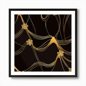 Leonardo Anime Xl An Abstract Design In Golden Tones Featuring 2 (2) Art Print