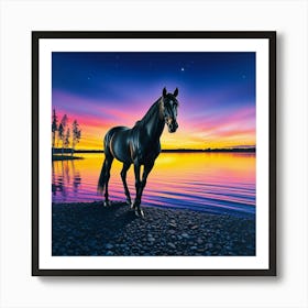 Sunset Horse 75 Art Print