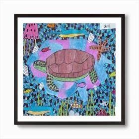 Turtle in the Sea Art Print