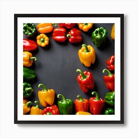 Colorful Peppers In A Circle 2 Art Print