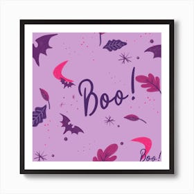 Purple And Pink Batty Boo Art Print