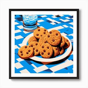 Cookies Blue Checkerboard 1 Art Print