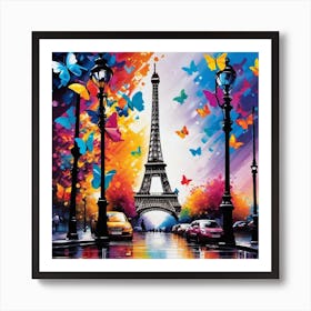 Paris With Butterflies 148 Art Print