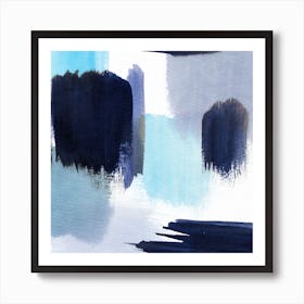 Watercolor Indigo Strokes Square Art Print