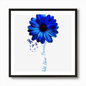 Child Abuse Awareness Beautiful Flower Blue Ribbon Art Print