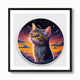 Cat Colored Sky (110) Art Print